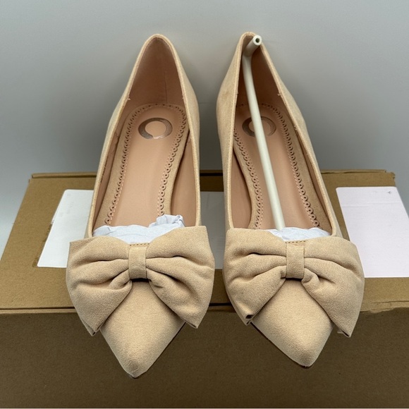 Journee Collection Orana Nude Bow Kitten Heels • Size 8 • New in Box - Picture 1 of 7